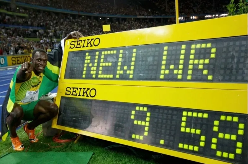 Usain Bolt lập kỷ lục chạy 100m nam thế giới với thành tích 9,58 giây tại Berlin năm 2009.